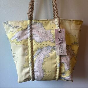 Sea Bags Yellow Great Lakes Map Tote